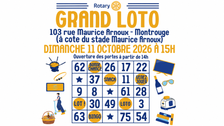 Extrait de l’affiche officielle du Grand Loto du Rotary Paris Porte d’Orléans, 11 octobre 2026